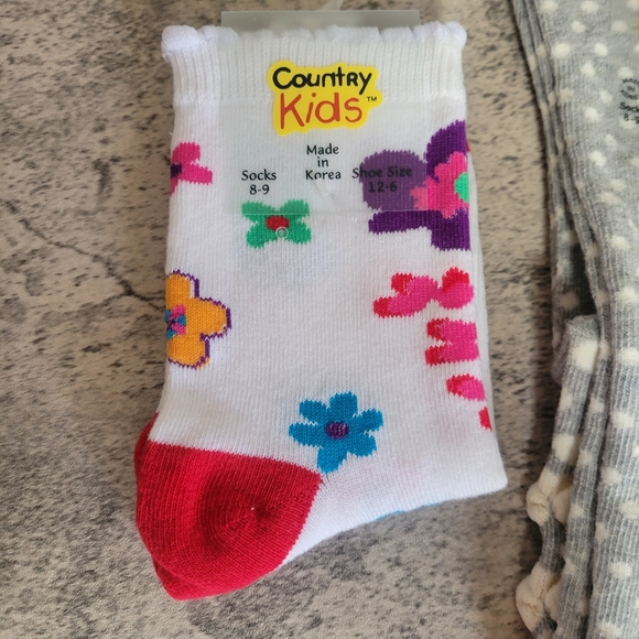 NWT Country Kids Organics Cotton Over the Knee Socks Floral 8-9 Shoe Size 12-6 - Picture 3 of 6